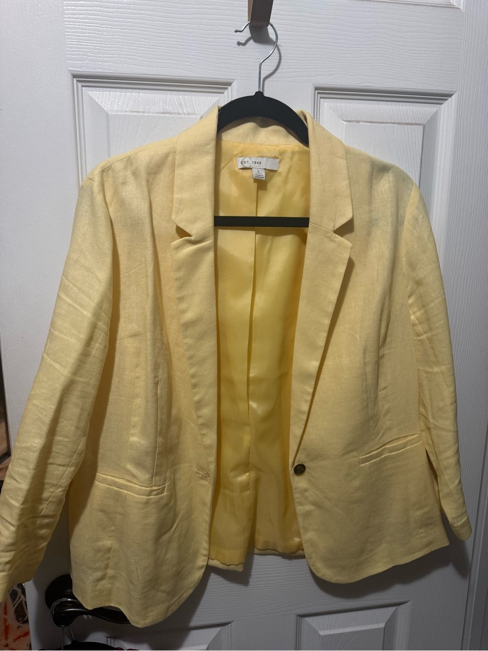 Linen-Blend Yellow Blazer Jacket